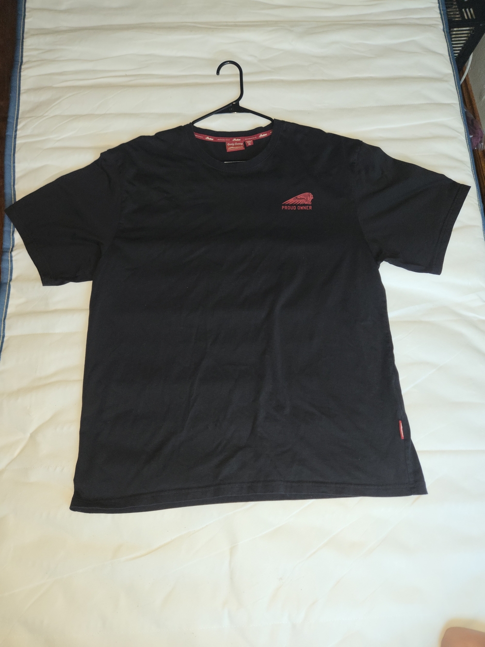 Black Short-Sleeve Crewneck Tee with Red Chest Graphic